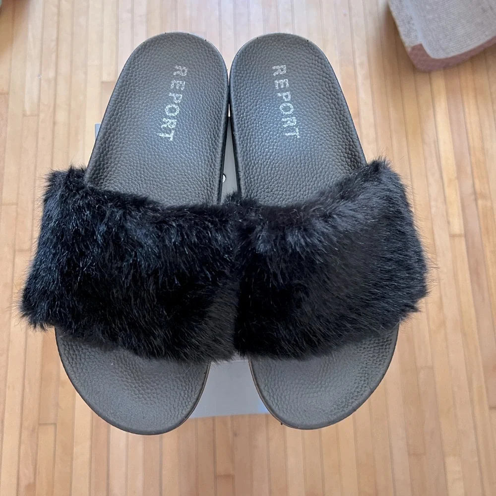 Report Faux Fur Slides - Picture 1 of 4